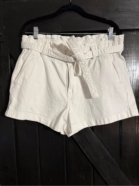 American Eagle High-Waist Paperbag Tie-Belt Women's Shorts in White Size 10